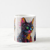 カラースプラッシュ 猫 コーヒーマグカップ - 猫好きな方への鮮やかなギフト (中央)