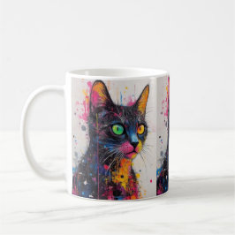 カラースプラッシュ 猫 コーヒーマグカップ -  猫好きな方への鮮やかなギフト