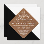 カラースプリットブラックとホワイト結婚の比較 招待状 (正面/裏面)