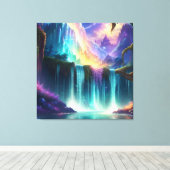 カラースペクトラムウォーターフォール湖 キャンバスプリント (インサイチュ (ウッドフロア))