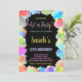 カラーズアート絵を描パーティー誕生日招待状 招待状 (スタンド正面)