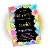 カラーズアート絵を描パーティー誕生日招待状 招待状