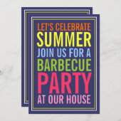 カラーズオブサマーバはっきりしたーベクパーティの招待状 招待状 (正面/裏面)