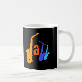 カラーズオブジャズサックスイラストレーションブラックマグ2 コーヒーマグカップ