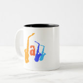 カラーズオブジャズサックスイラストレーションマグ1 ツートーンマグカップ (正面左)