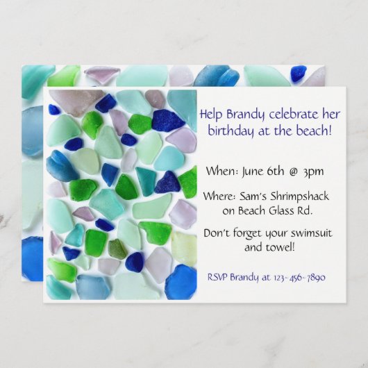 カラーズクールシーグラスビーチパーティー 招待状 (正面/裏面)