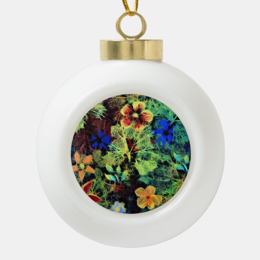 カラーズスノーフレークの装飾 セラミックボールオーナメント (正面)