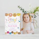 カラーズドーナツ誕生日招待状と写真 招待状 (スタンド正面)