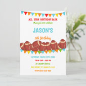 カラーズフラグホワイトサッカー誕生日招待状 招待状 (スタンド正面)