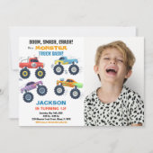 カラーズモンスタートラック誕生日招待状写真 招待状 (正面)