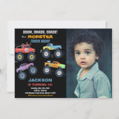 カラーズモンスタートラック誕生日招待状写真 招待状 (正面)