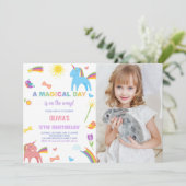 カラーズユニコーン誕生日招待状写真 招待状 (スタンド正面)