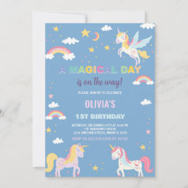 カラーズユニコーン誕生日招待状 招待状