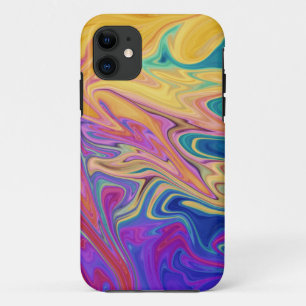 カラーズリバー絵画抽象芸術 最高のファインアート iPhone 11 ケース