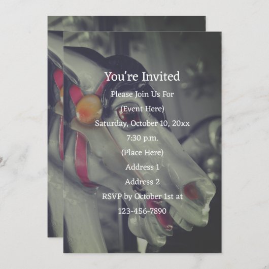 カラーゼル馬 ブラックアンドホワイトパーティー 招待状 (正面/裏面)