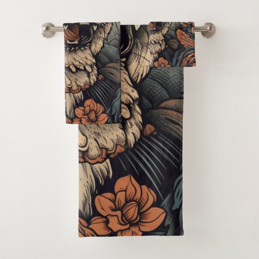 カラータイガー素晴らしタトゥーで轟音 バスタオルセット (インサイチュ)