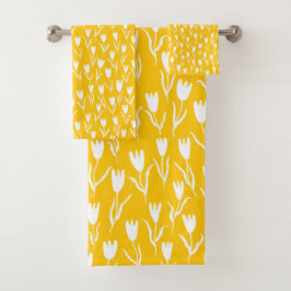 カラーチポップ・アートのューリップ – イエローマスタード  バスタオルセット