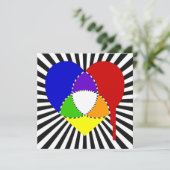 カラーチャートの分解ハート 招待状 (スタンド正面)