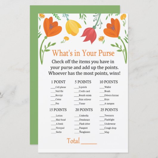 カラーチューリップあなたの財布ゲームの中に何がある (正面/裏面)