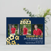 カラーチョイス付きサッカーの卒業写真 箔招待状 (立ち正面)