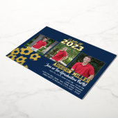 カラーチョイス付きサッカーの卒業写真 箔招待状 (回転した状態)