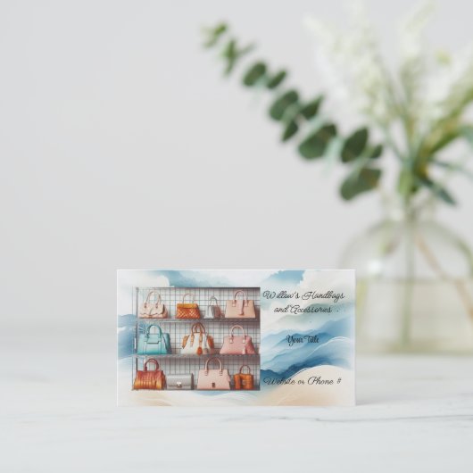 カラーデザイナーハンドバッグアクセサリービジネスカード 名刺 (スタンド正面)