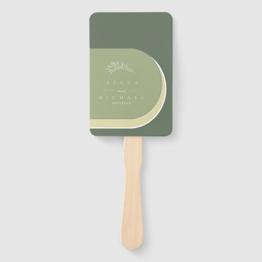 カラートーンウェディングパーティーまたはプログラムグリーンID901 ハンドファン (正面)