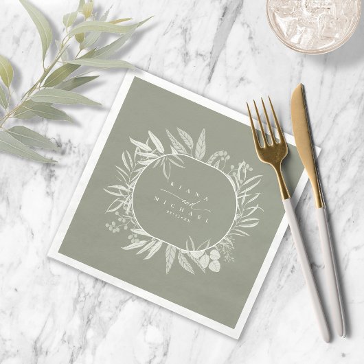 カラートーンユーカリ結婚プタスリースGrn ID901 スタンダードカクテルナプキン