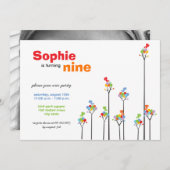 カラードお洒落ッツバーズツリーキッズ9誕生日 招待状 (正面/裏面)