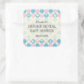 カラードット性別が赤ちゃんシャワーのステッカーを明らかにする スクエアシール (バッグ)