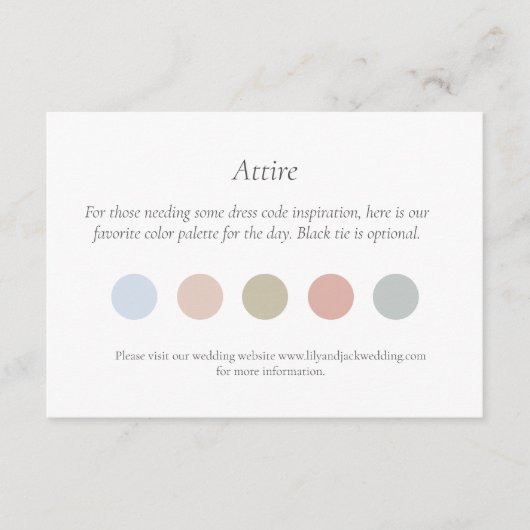 カラードット結婚の衣装ドレスコードエンクロージャカード エンクロージャーカード (正面)