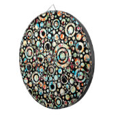 カラードット&円パターン+テキスト&背景。 ダーツボード (正面右)