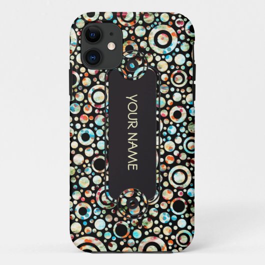 カラードット&円パターン+テキスト&背景。 Case-Mate iPhoneケース (裏面)