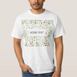 カラードット&円パターン+テキスト&背景。 Tシャツ