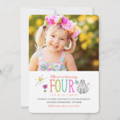 カラードードルズ第4誕生日パーティー招待状|子猫 招待状 (正面)