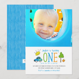 カラードードルズ1st誕生日パーティーカーサンシャイン 招待状