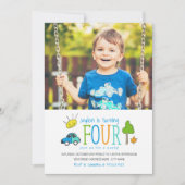 カラードードルズ4th誕生日パーティー招待状/車 招待状 (正面)