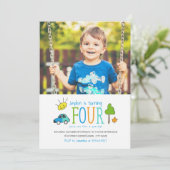 カラードードルズ4th誕生日パーティー招待状/車 招待状 (スタンド正面)