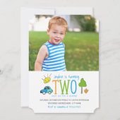 カラードードル第2誕生日パーティー招待状/車 招待状 (正面)