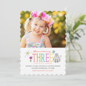 カラードードル3歳誕生日パーティー招待状|子猫 招待状 (スタンド正面)