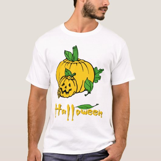 カラーハロウィーンカボチャ、怖いハロウィーングラフィック Tシャツ (正面)