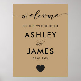 カラーハート結婚のウェルカムサイン ポスター