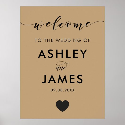 カラーハート結婚のウェルカムサイン ポスター (正面)