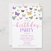 カラーバタフライテーマの誕生日パーティー 招待状 (正面)