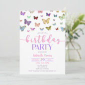カラーバタフライテーマの誕生日パーティー 招待状 (スタンド正面)