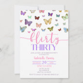 カラーバタフ気のあるそぶりをしたィー30歳の誕生日パーティー 招待状 (正面)