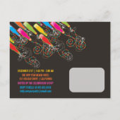 カラーバブリーボトルニューイヤー大晦日ホリデーパーティー インビテーションポストカード (裏面)