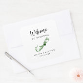 カラーバミューダ結婚の歓迎バッグまたはボックス スクエアシール (封筒)