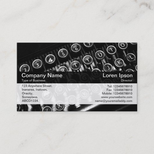 カラーバンド – 黒 – ヴィンテージタイプライター 名刺 (正面)