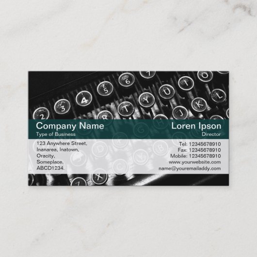 カラーバンド – Dkグリーン – ヴィンテージタイプライター 名刺 (正面)